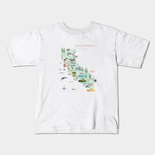 Illustrated Map of California Kids T-Shirt